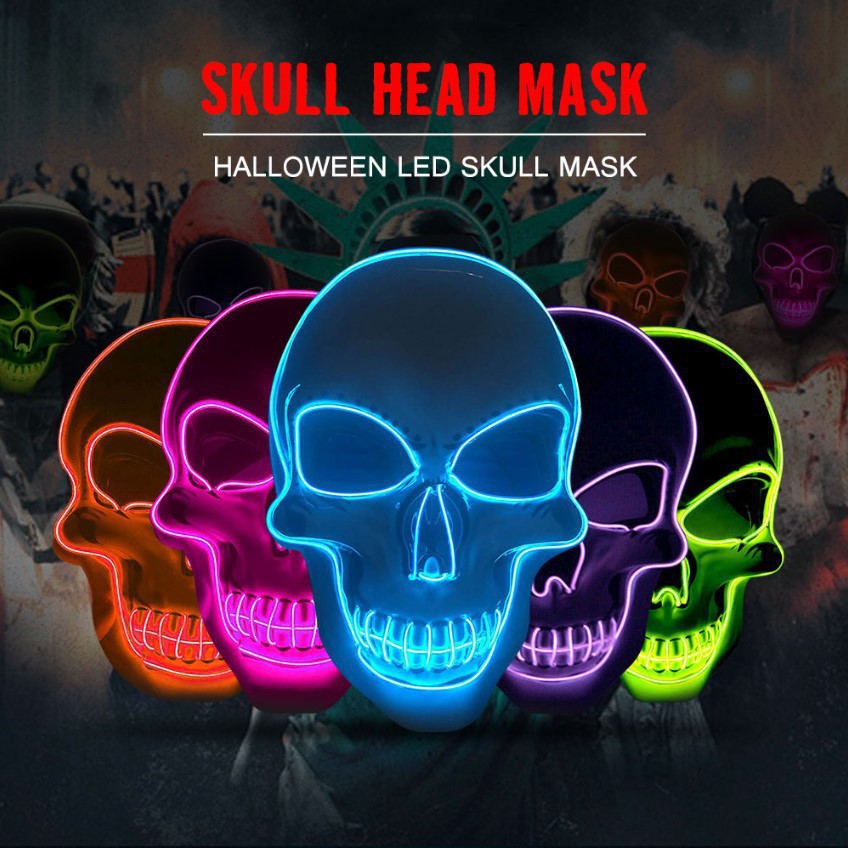 Led Purge Mask Halloween - Máscara de calavera de terror para