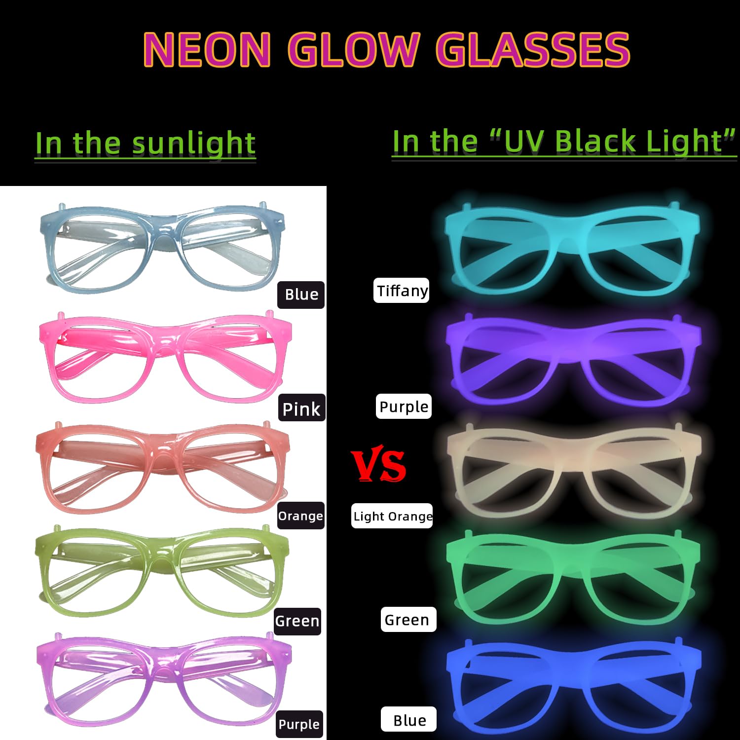 2/24 piezas de gafas de neón q - Glow In The Dark Party Glasses reseña y precio
