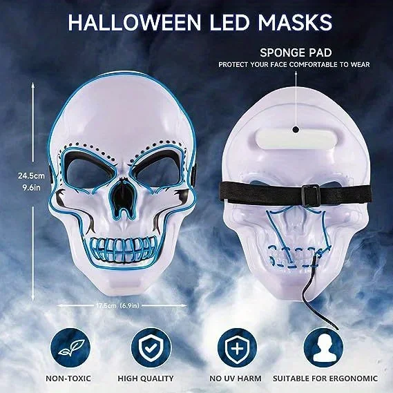 Máscara de calavera de terror  - Led Purge Mask Halloween reseña y precio